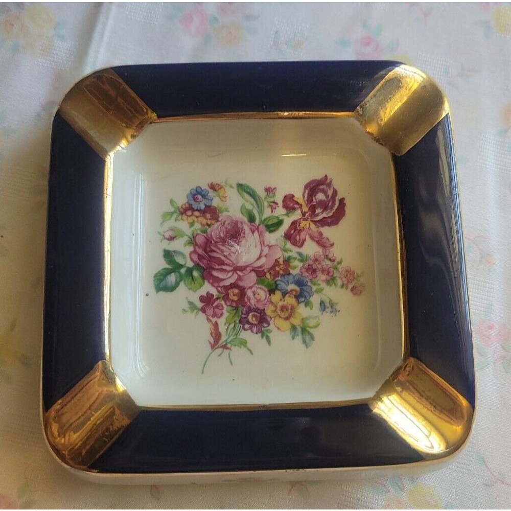 Otco Made in Italy Ashtray, Vintage Ashtray, Blue and White Ashtray, Cottagecore